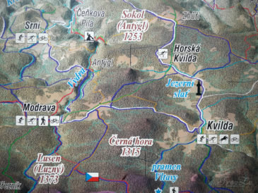 Mapa: okruh Horská Kvilda - Kvilda - Modrava - Horská Kvilda