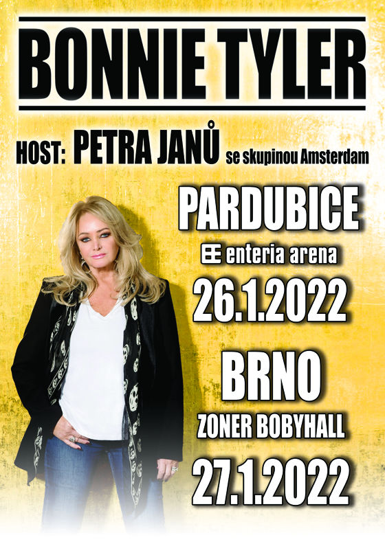 Bonnie Tyler vystoupí 26. ledna 2022 v Pardubicích a 27. ledna 2022 v Brně